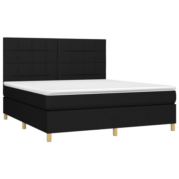 vidaXL Boxspringbett mit Matratze & LED Schwarz 180x200 cm Stoff