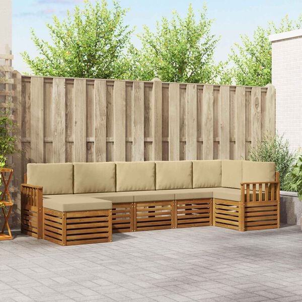 vidaXL Sofagarnituren 7 pcs Natur und Beige Massivholz Akazie