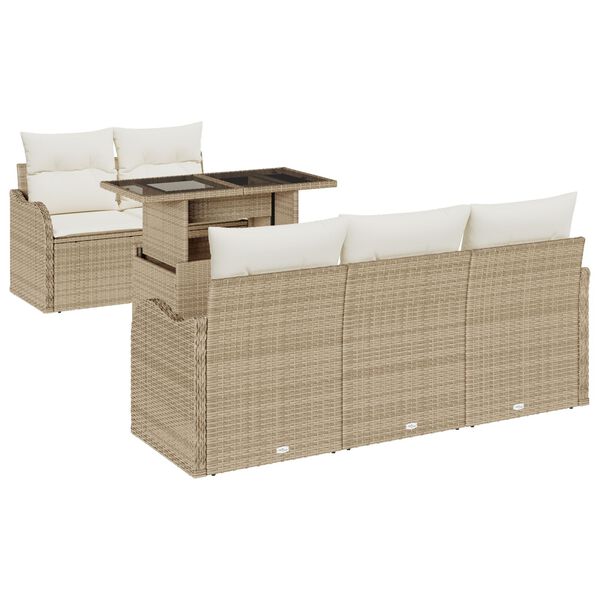 vidaXL Gartensofa-set mit Kissen mit Kissen 6 pcs Beige Poly Rattan