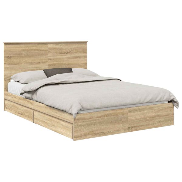 vidaXL Aufbewahrungsbett Sonoma-Eiche 140 x 190 cm Holzwerkstoff