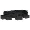 vidaXL Garten-Sofa-Set mit Kissen 8 pcs Schwarz Poly Rattan