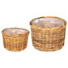 vidaXL Blumentopf Korb mit Speicher 2 Stk. Naturbraun Kubu Rattan