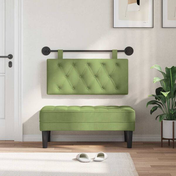 vidaXL H&auml;ngevorderseite Wandmontiert Hellgr&uuml;n 90 x 55 x 7 cm Samt