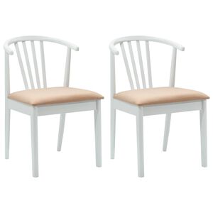 vidaXL Esszimmerstuhl 2 stk. Solides Gummiholz Wei&szlig; und Braun
