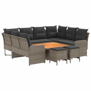 vidaXL M&ouml;belsets mit Kissen 8 pcs Grau und Dunkelgrau PE-Rattan