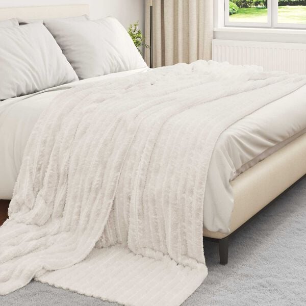 vidaXL &Uuml;berwurfdecke Creme 270 x 240 cm Fleece