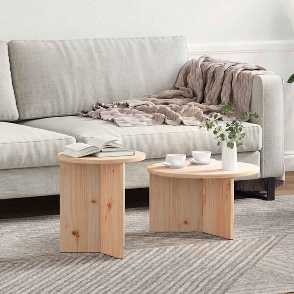 vidaXL Couchtisch 2 pcs Natur Massivholz Kiefer