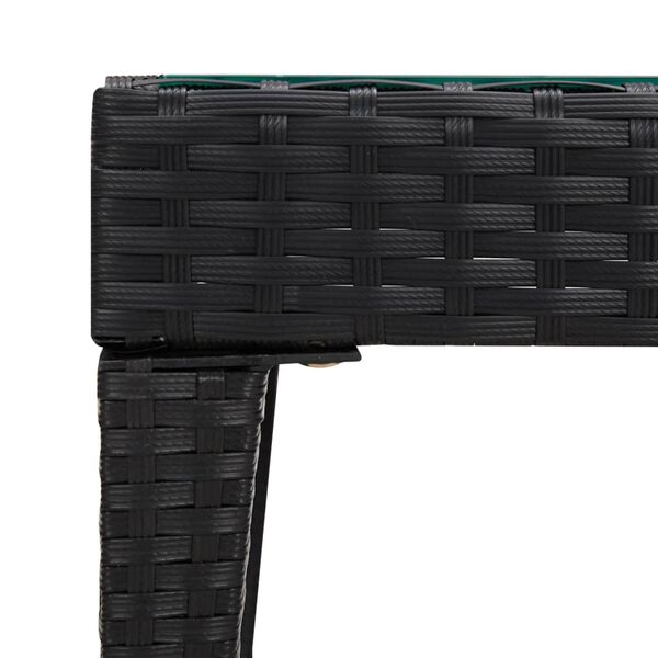 vidaXL Beistelltisch Schwarz 50x50x38 cm Poly Rattan und Hartglas
