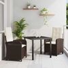 vidaXL Garten Essgruppe mit Kissen 3 pcs Braun Poly-Rattan