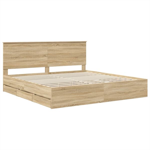 vidaXL Bettrahmen Sonoma-Eiche 200 x 200 cm Ingenieurs Holz