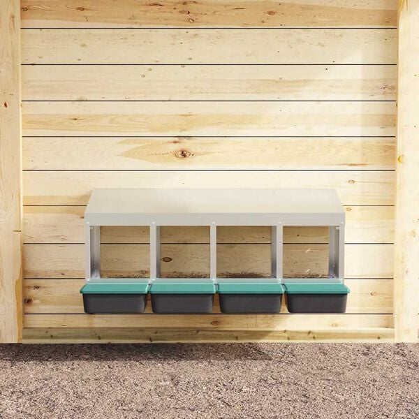 vidaXL H&uuml;hner-Nistkasten 4 F&auml;cher Wandmontage Verzinkter Stahl