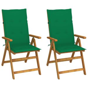 vidaXL 2 verstellbare Klappst&uuml;hle mit Kissen aus massivem Akazienholz