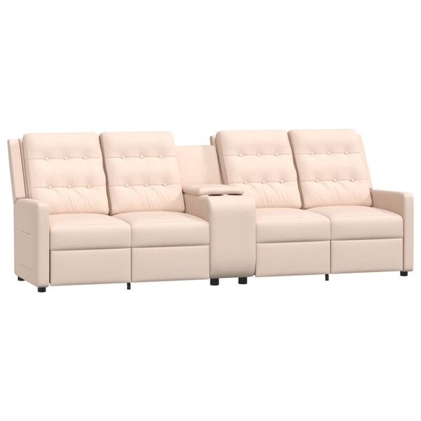 vidaXL Relaxsofa 4-Sitzer mit Getr&auml;nkehaltern Creme Stoff