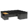 vidaXL 10-tlg. Garten-Sofagarnitur mit Kissen Schwarz Poly Rattan
