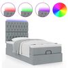 vidaXL Ottoman-Bett mit Matratze & LEDs Hellgrau 90x190 cm Stoff