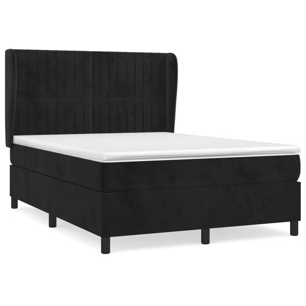 vidaXL Boxspringbett mit Matratze Schwarz 140x190 cm Samt