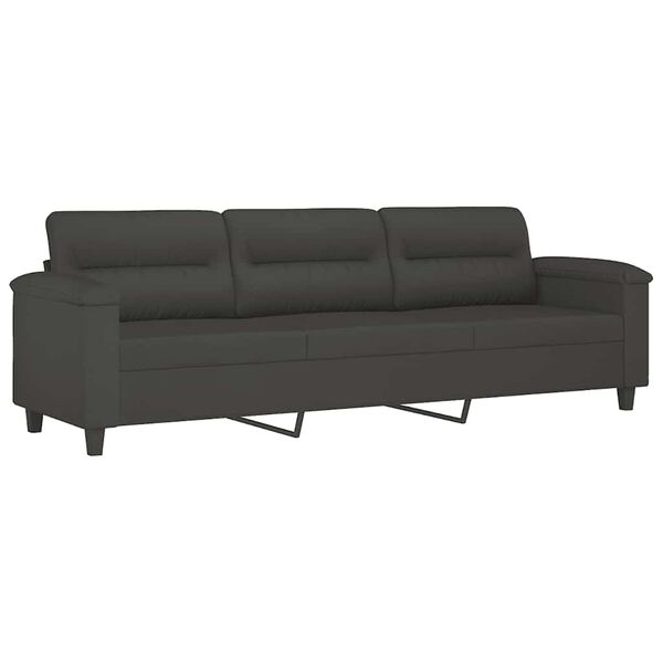 vidaXL 3-Sitzer-Sofa mit Hocker Dunkelgrau 210 cm Mikrofasergewebe