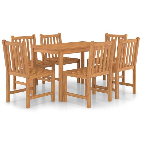 vidaXL 7-teiliges Garten-Ess-Set 120 x 70 cm Massivholz Teak