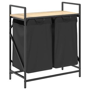 vidaXL W&auml;schekorb 2 F&auml;cher mit Ablage Sonoma-Eiche