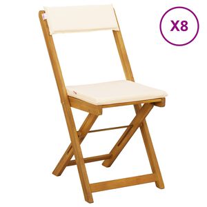 vidaXL Au&szlig;en Bistro-St&uuml;hle 8 stk. Cremewei&szlig; Massivholz Akazie