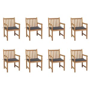 vidaXL Gartenst&uuml;hle 8 Stk. mit Anthrazit Kissen Massivholz Teak