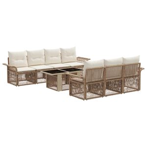 vidaXL Gartensofa-set 8 stk. Beige und Cremewei&szlig; Poly-Rattan