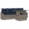 vidaXL Garten-Sofa-Set mit Kissen mit Speicher 5 pcs Grau Poly-Rattan