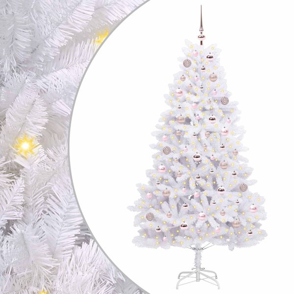 vidaXL K&uuml;nstlicher klappbarer Weihnachtsbaum Wei&szlig; 180 cm PVC und Stahl