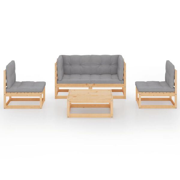 vidaXL 5-tlg. Garten-Lounge-Set mit Kissen Kiefer Massivholz