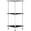 vidaXL Regal mit 3 Ablagen Schwarz 30x30x67 cm Hartglas