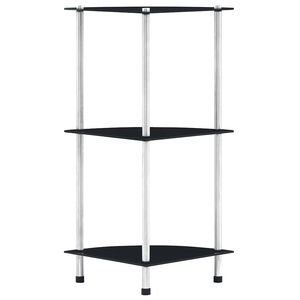 vidaXL Regal mit 3 Ablagen Schwarz 30x30x67 cm Hartglas