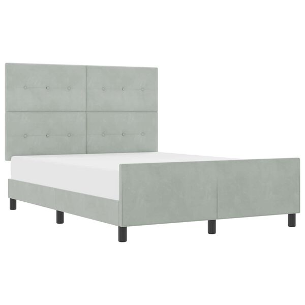 vidaXL Boxspringbett mit Kopfteil Hellgrau 140 x 190 cm Samt