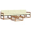 vidaXL Outdoor-Sofagarnitur mit Kissen 5 pcs Natur und Creme
