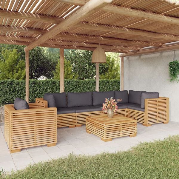 vidaXL 7-tlg. Garten-Lounge-Set mit Kissen Massivholz Teak