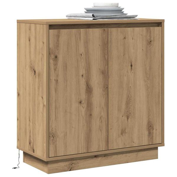 vidaXL LED-Sideboard Artisan-Eiche 71 x 34,5 x 75 cm Holzwerkstoff