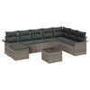 vidaXL Garten-Sofa-Set mit Kissen 9 pcs Schwarz Poly Rattan