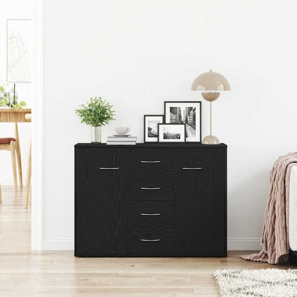 vidaXL Sideboard Schwarz Eichen-Optik 88x30x64 cm Holzwerkstoff