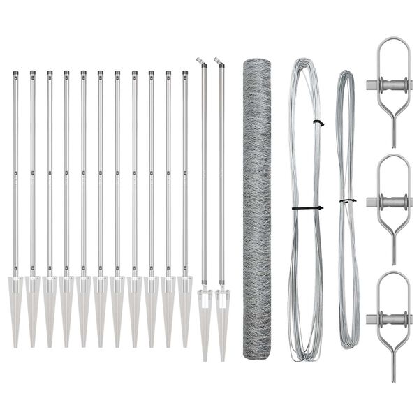 vidaXL Zaunpfosten Silber 25 x 1,6 m (50 mm Geflecht) Stahl