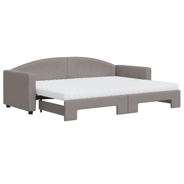 vidaXL Tagesbett Ausziehbar mit Matratzen Taupe 80x200 cm Stoff