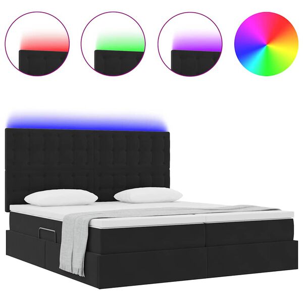 vidaXL Bett mit LED-Lichtleisten Schwarz 200 x 200 cm Samt