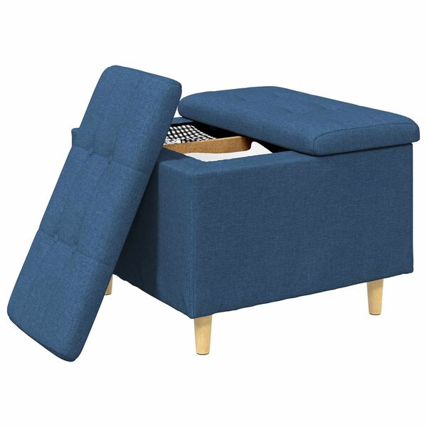 vidaXL Knopf Hocker mit Kissen Blau 60 x 60 x 45 cm Stoff