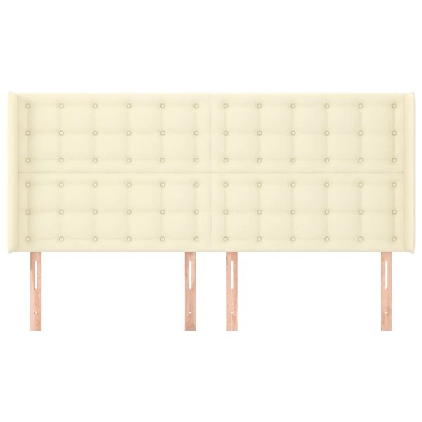vidaXL Kopfteil mit Ohren Creme 203x16x118/128 cm Kunstleder
