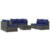 vidaXL 7-tlg. Garten-Lounge-Set mit Kissen Poly Rattan Grau