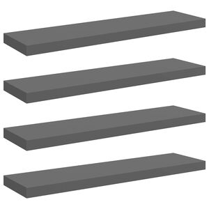 vidaXL Schweberegale 4 Stk. Hochglanz-Grau 90x23,5x3,8 cm MDF