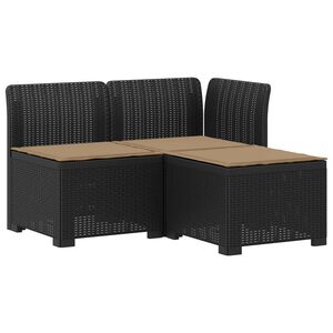 vidaXL 3-Sitzer Garten Sofa mit Kissen Rattan-Look 3-Sitzer PP