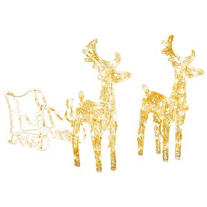 vidaXL Rentiere & Schlitten Weihnachtsdekoration 160 LEDs 130 cm Acryl