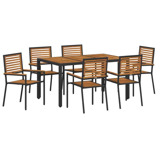vidaXL Garten Essgruppe 7 pcs Schwarz und Braun Poly-Rattan