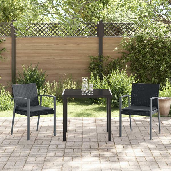 vidaXL Garten Essgruppe 3 pcs Schwarz und Grau PE-Rattan