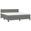 vidaXL Boxspringbett mit Matratze & LED Dunkelgrau 160x200 cm Stoff