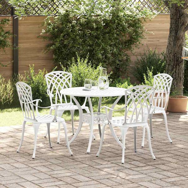 vidaXL Garten Essgruppe 5 pcs Wei&szlig; Aluminium